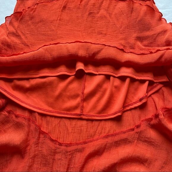 A. Byer skirt midi orange-red Small tiered longer in back elastic waist - Picture 6 of 8